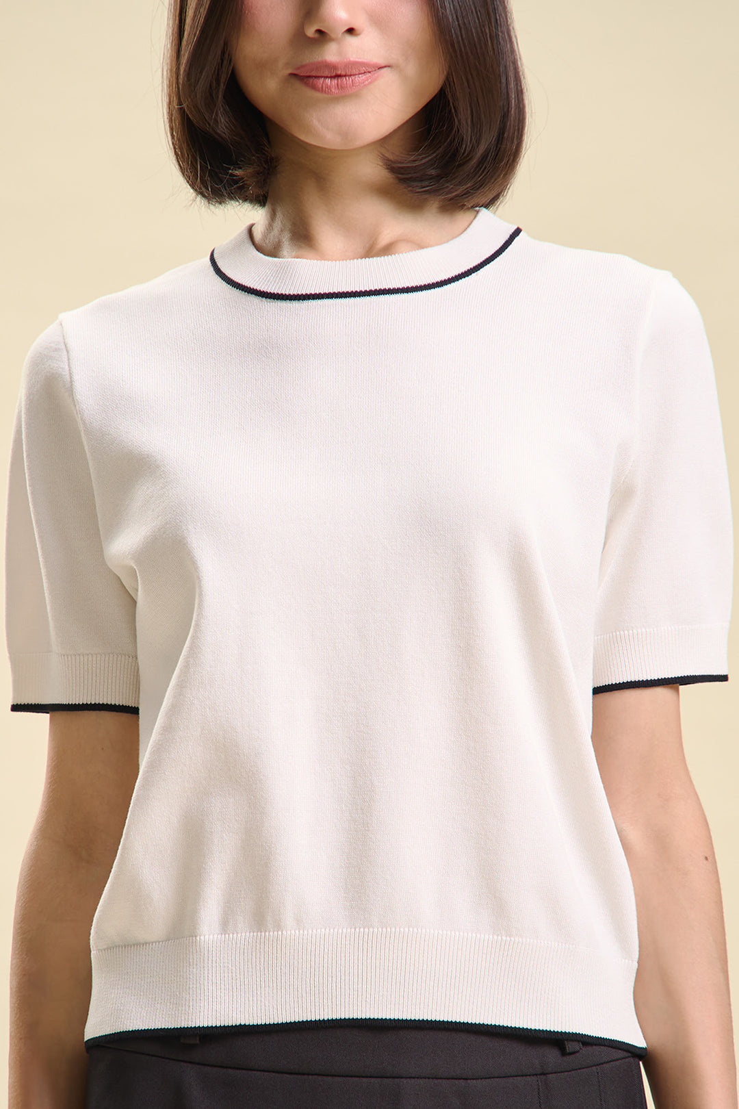 Dress Code Relaxed Knit Top with Contrast Detail