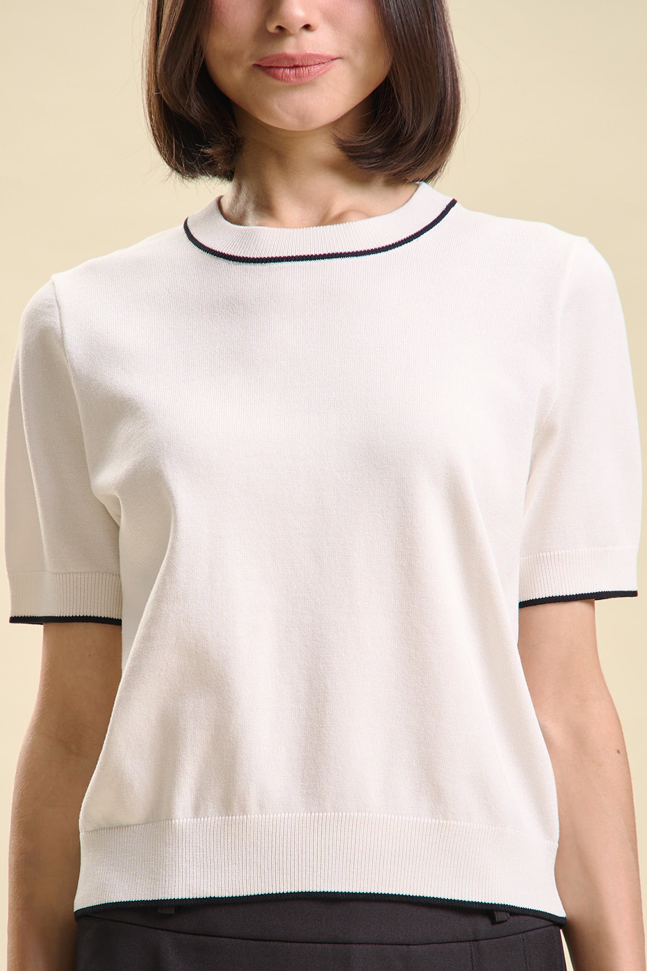 Dress Code Relaxed Knit Top with Contrast Detail