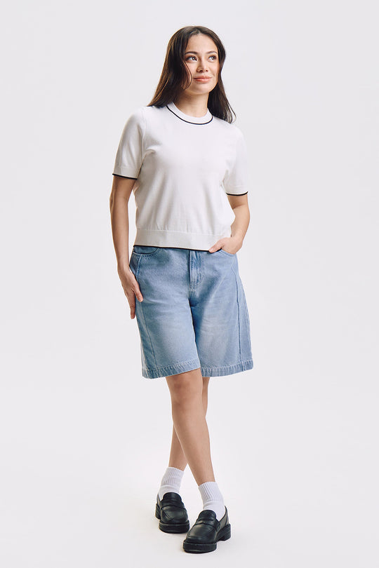 Dress Code Relaxed Knit Top with Contrast Detail