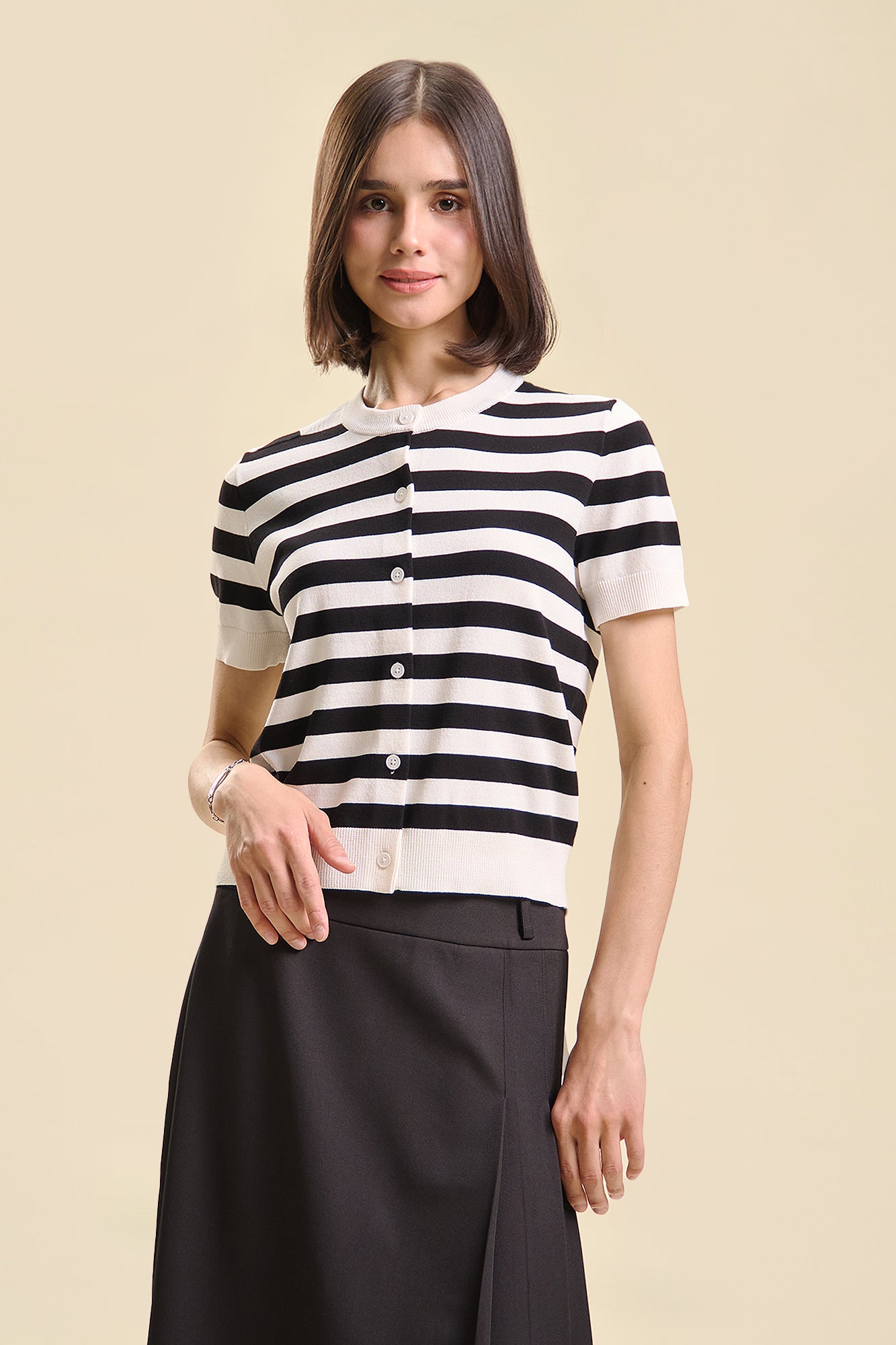 Dress Code Striped Light Knit Cardigan