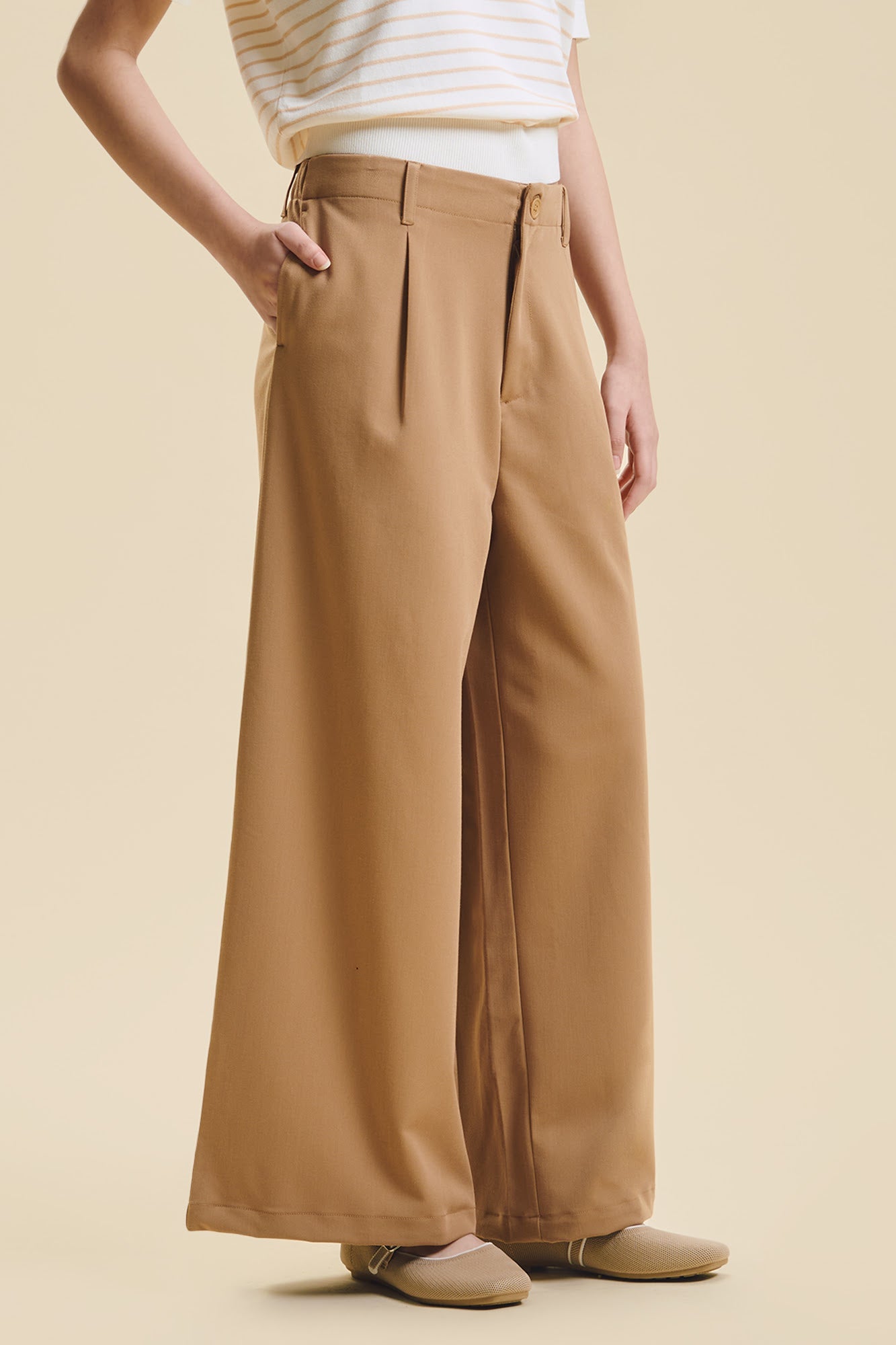 Dress Code Wide Fit Pleated Trousers