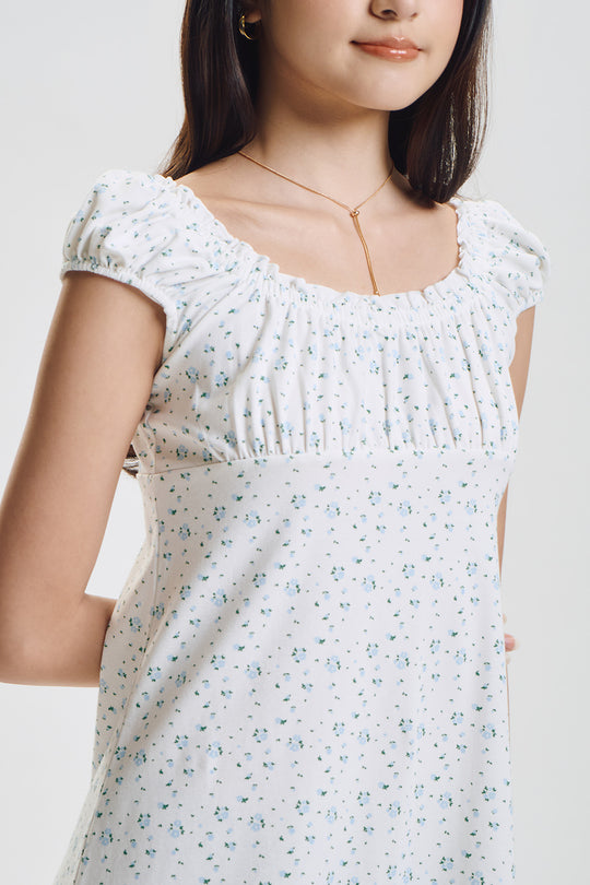 Short Sleeve Floral Print Slim Mini Dress
