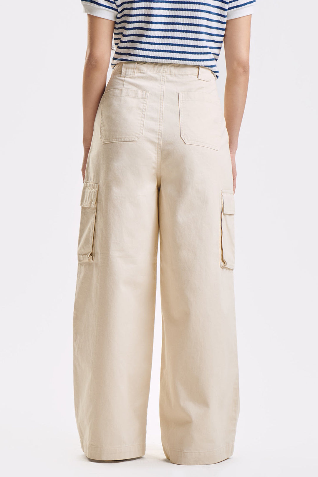 Wide Fit Cargo Pants with Pintuck Detail