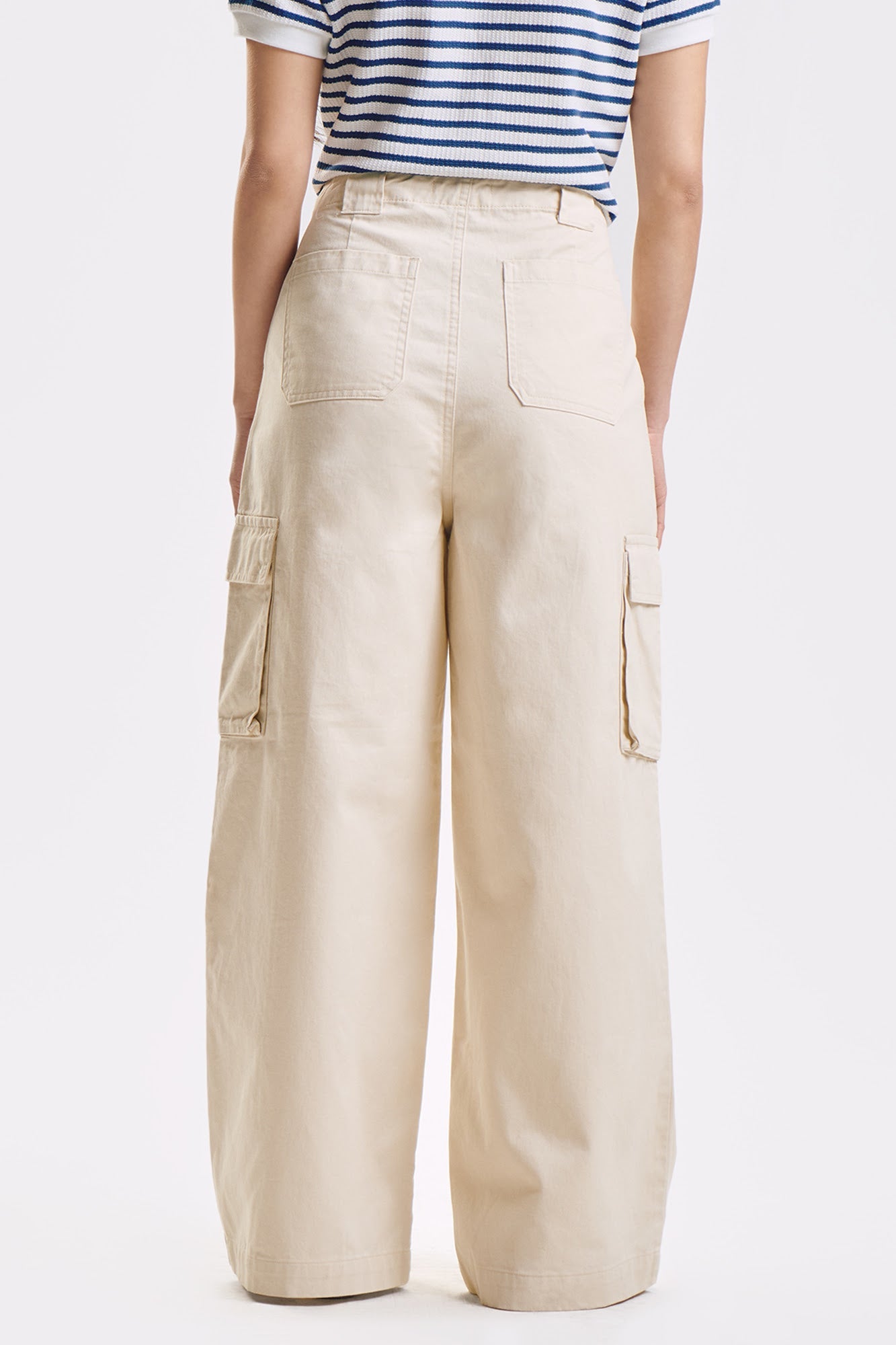 Wide Fit Cargo Pants with Pintuck Detail