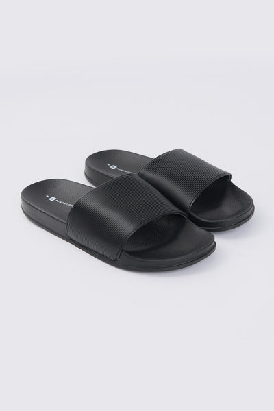 Men's Slides with Textured PU Band