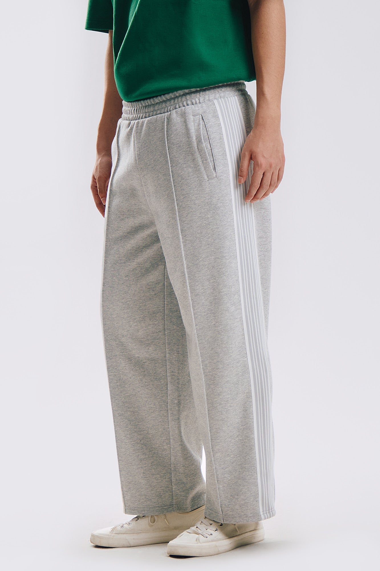 Wide Fit Track Pants with Jacquard Taping