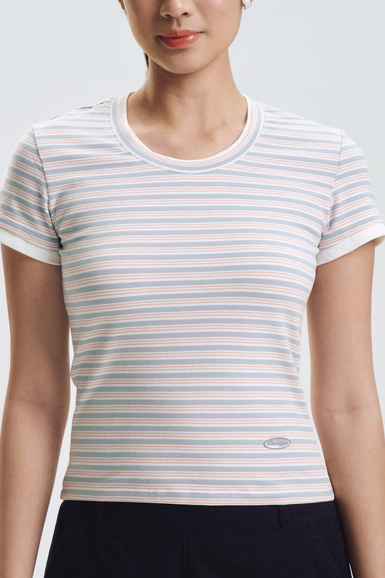 Striped Two-Fer Slim Top