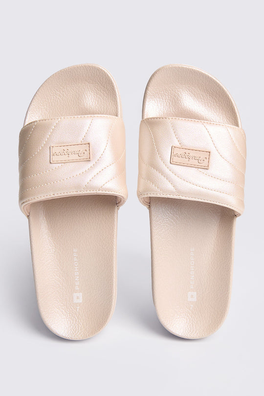 Women's Padded Leather Band Slides