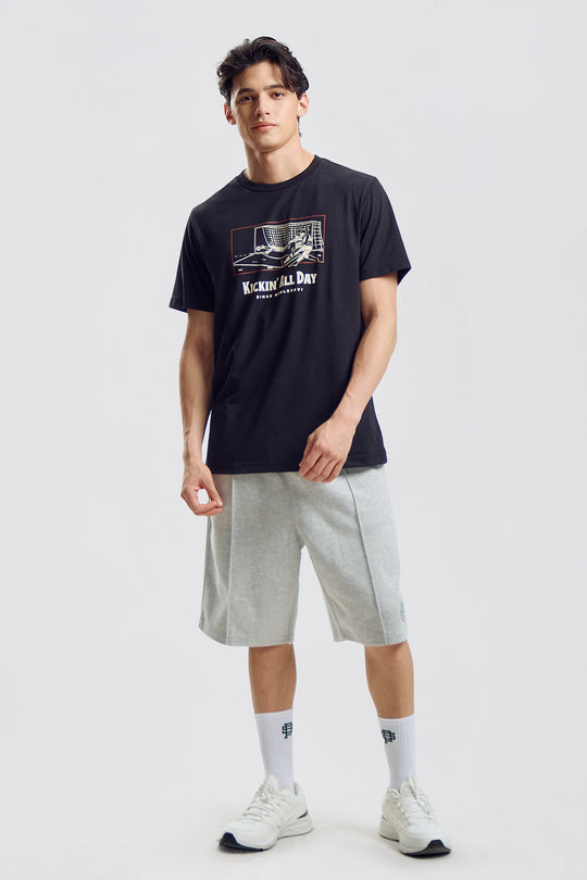 Baggy Fit Knit Shorts with Side Taping