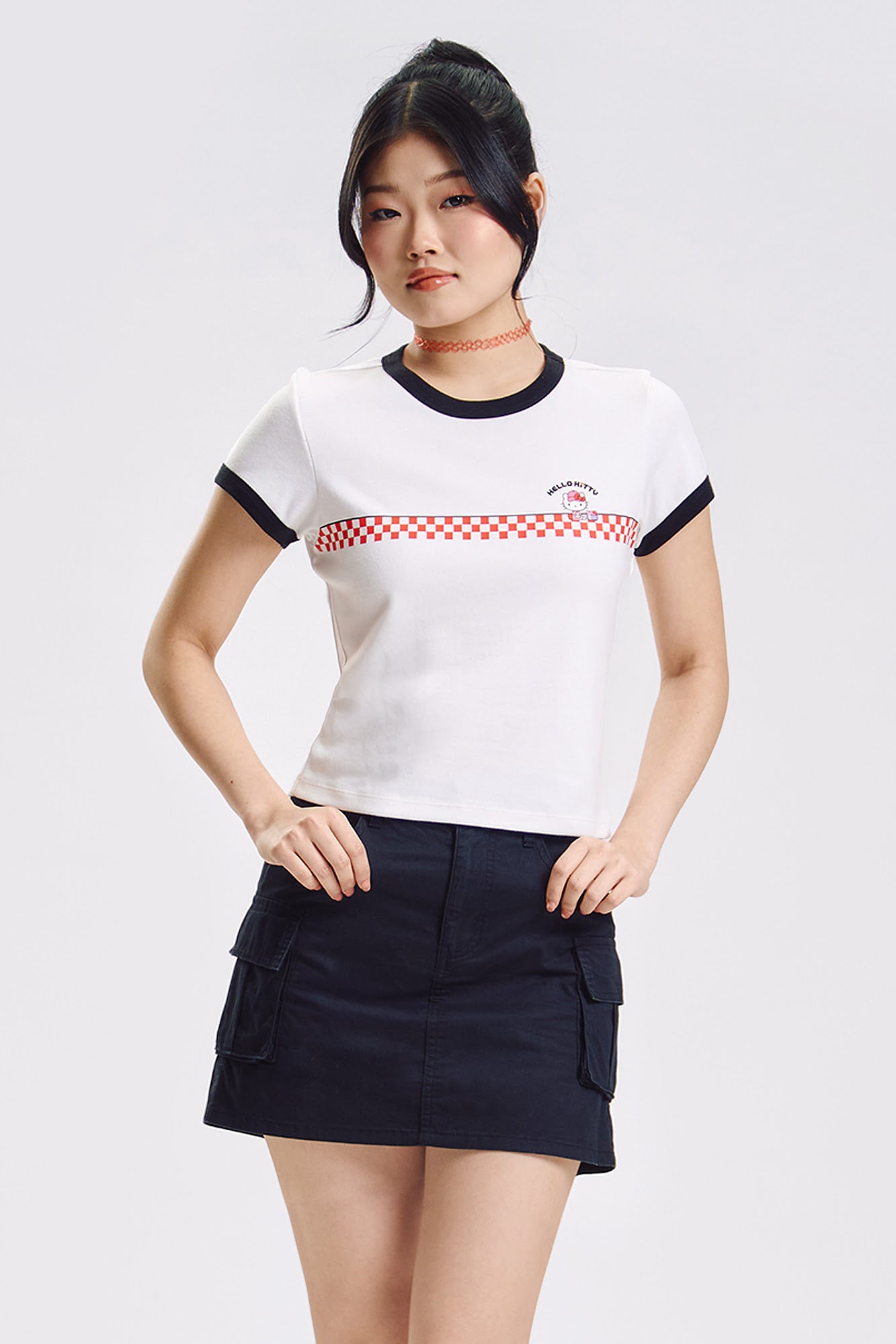 Penshoppe ❤️ Hello Kitty Slim Ringer Graphic T-Shirt