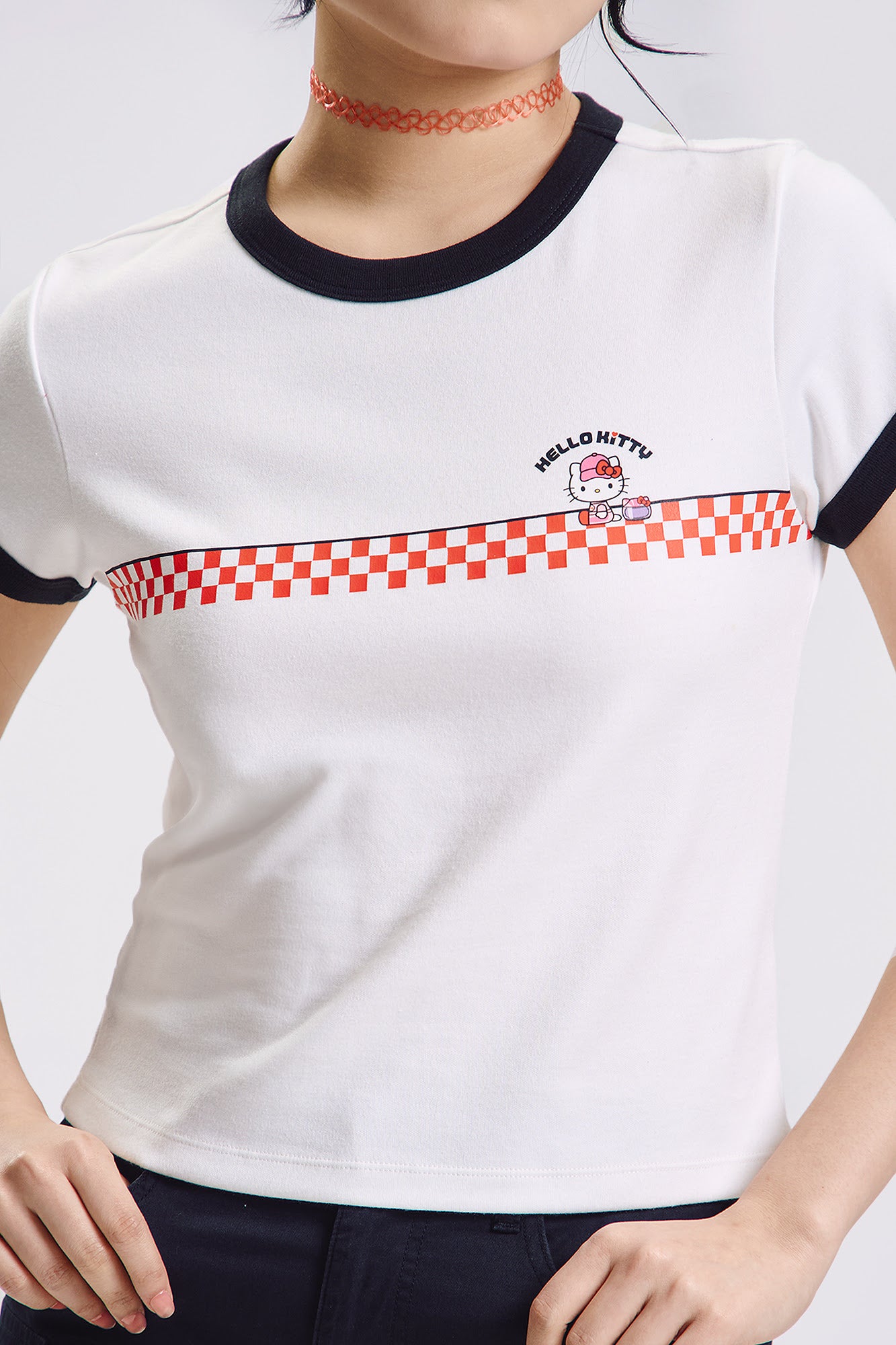Penshoppe ❤️ Hello Kitty Slim Ringer Graphic T-Shirt