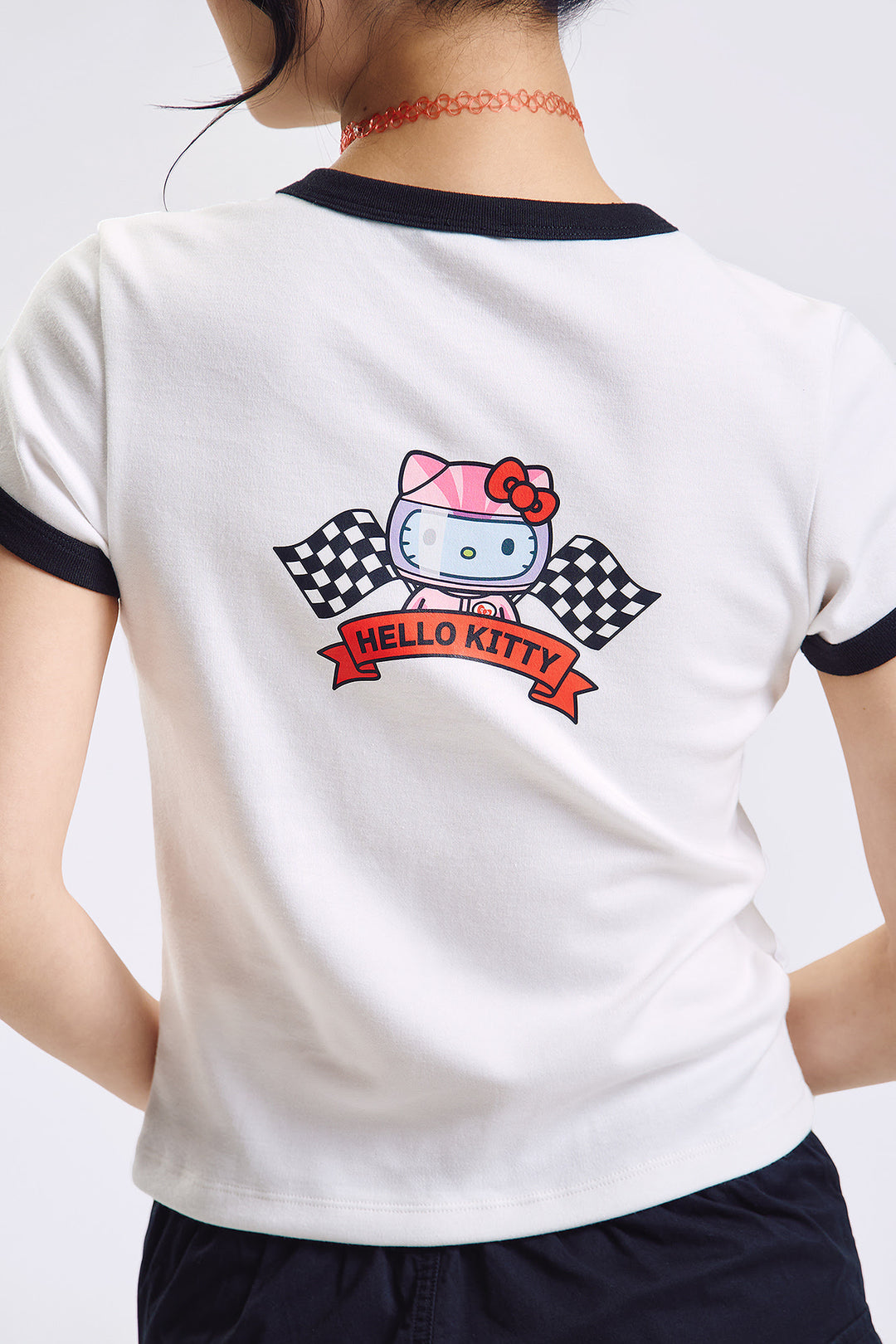 Penshoppe ❤️ Hello Kitty Slim Ringer Graphic T-Shirt