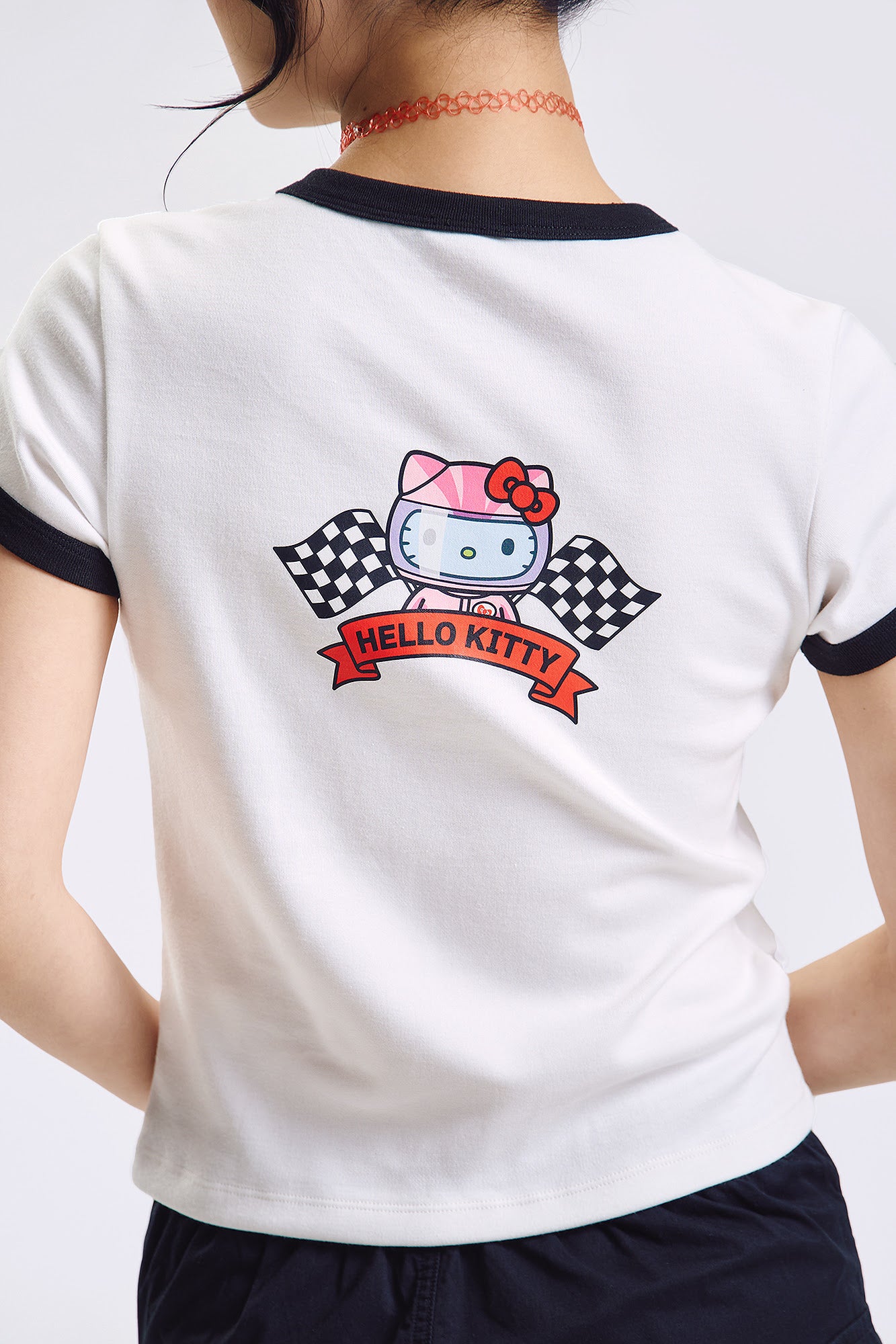 Penshoppe ❤️ Hello Kitty Slim Ringer Graphic T-Shirt