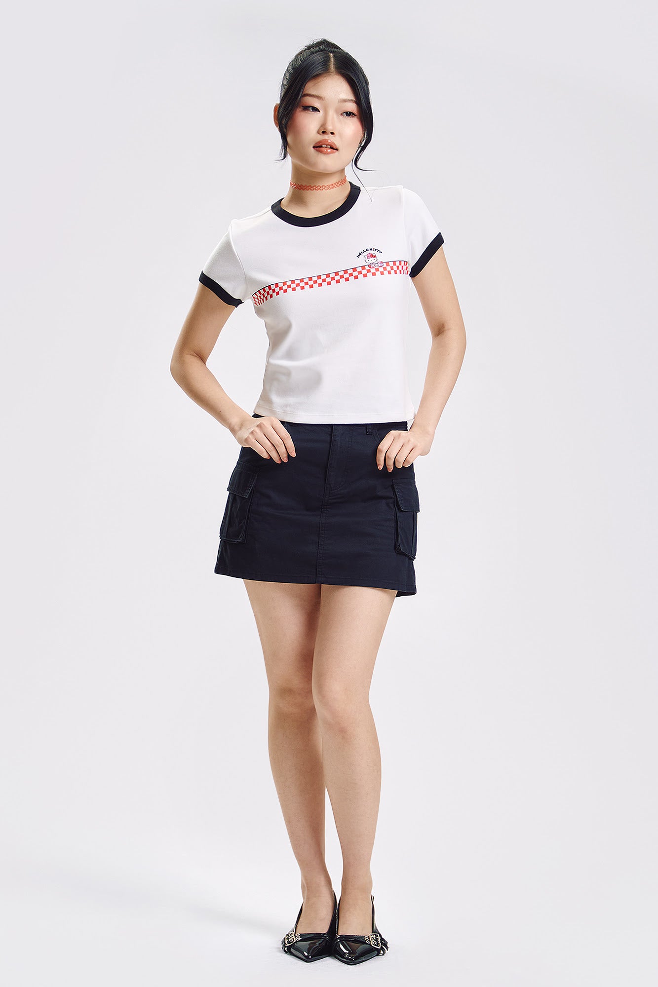 Penshoppe ❤️ Hello Kitty Slim Ringer Graphic T-Shirt