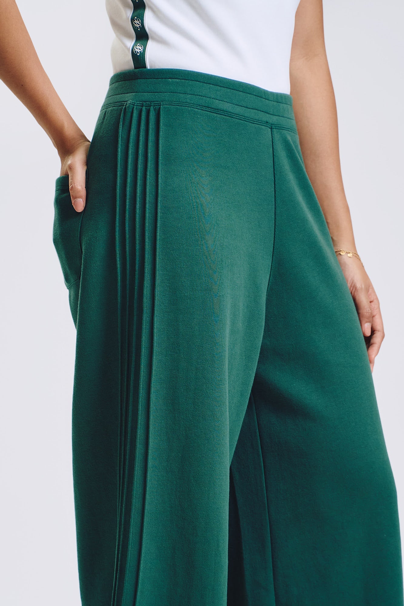 Wide Fit Sweatpants with Side Pintucks