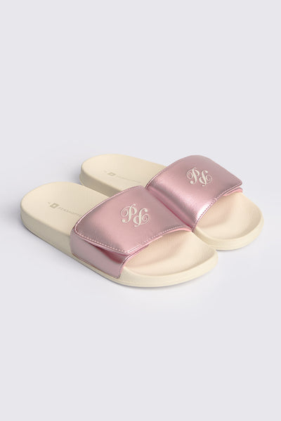Women's Metallic Leather One Band Slides