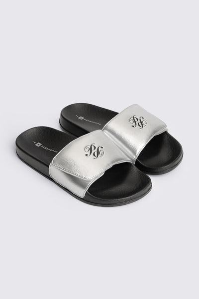 Women's Metallic Leather One Band Slides