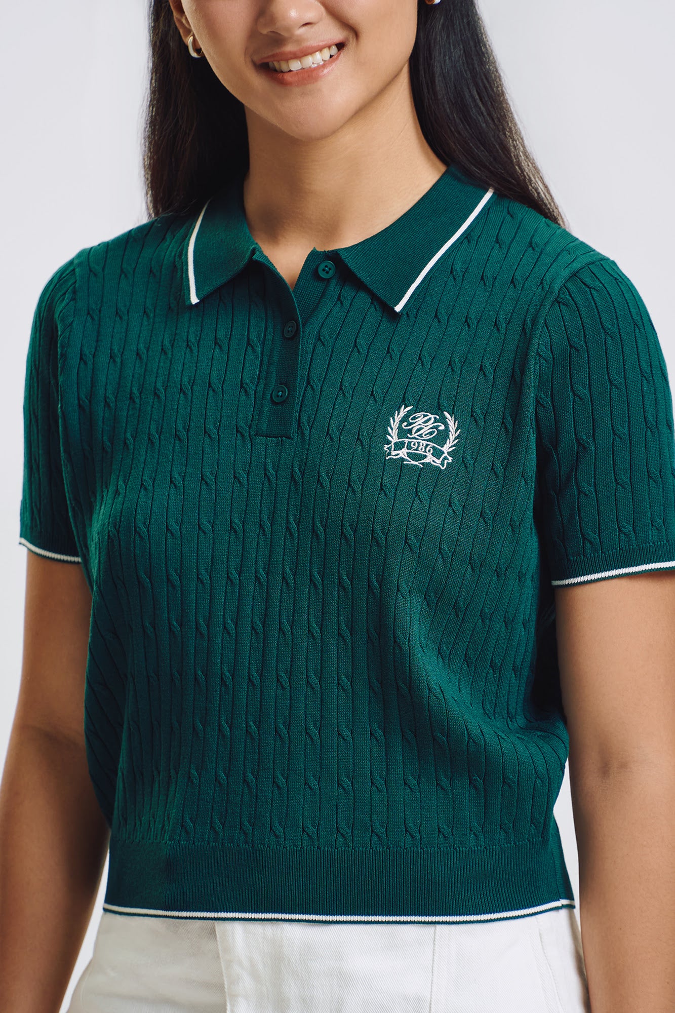 Relaxed Cable Knit Polo – PENSHOPPE