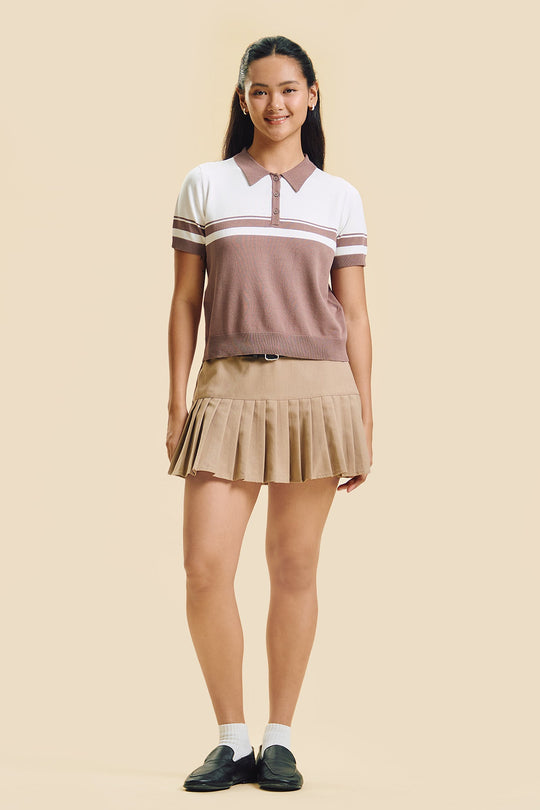 Dress Code Mini Pleated Skort with Belt