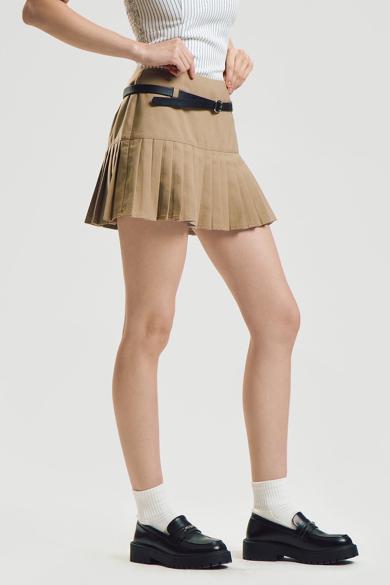 Dress Code Mini Pleated Skort with Belt