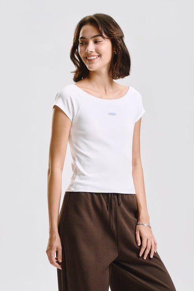 Off-Shoulder Slim Top with Branding