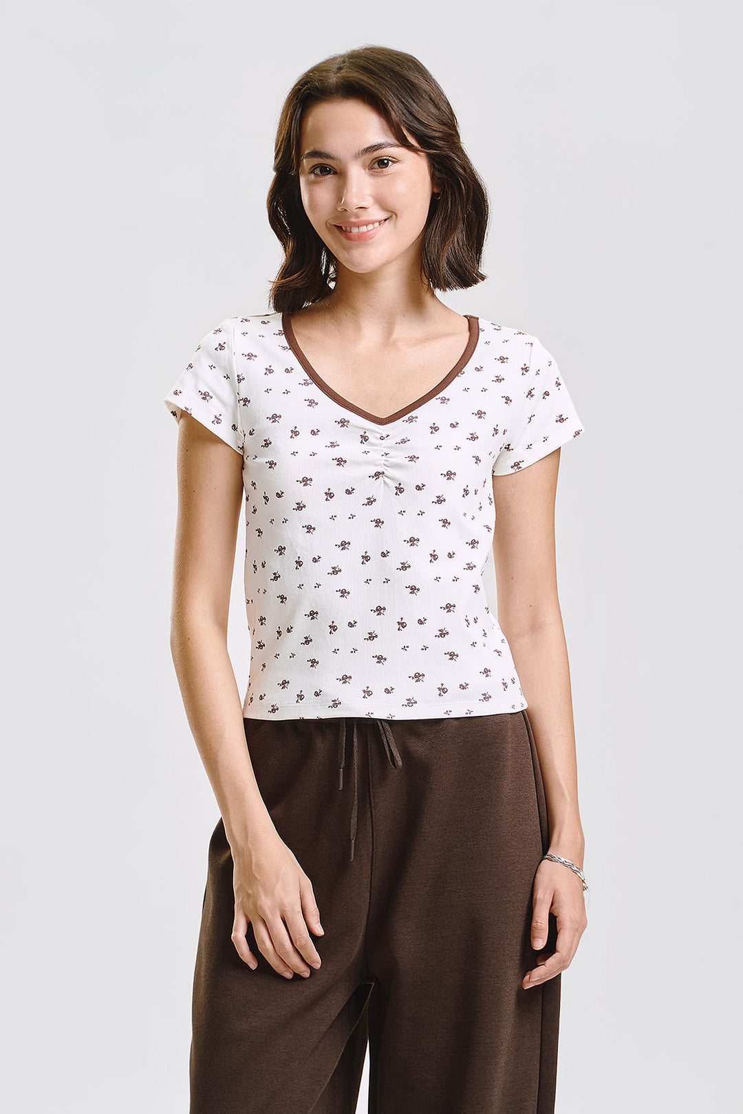 Floral Slim All-Over Print Top