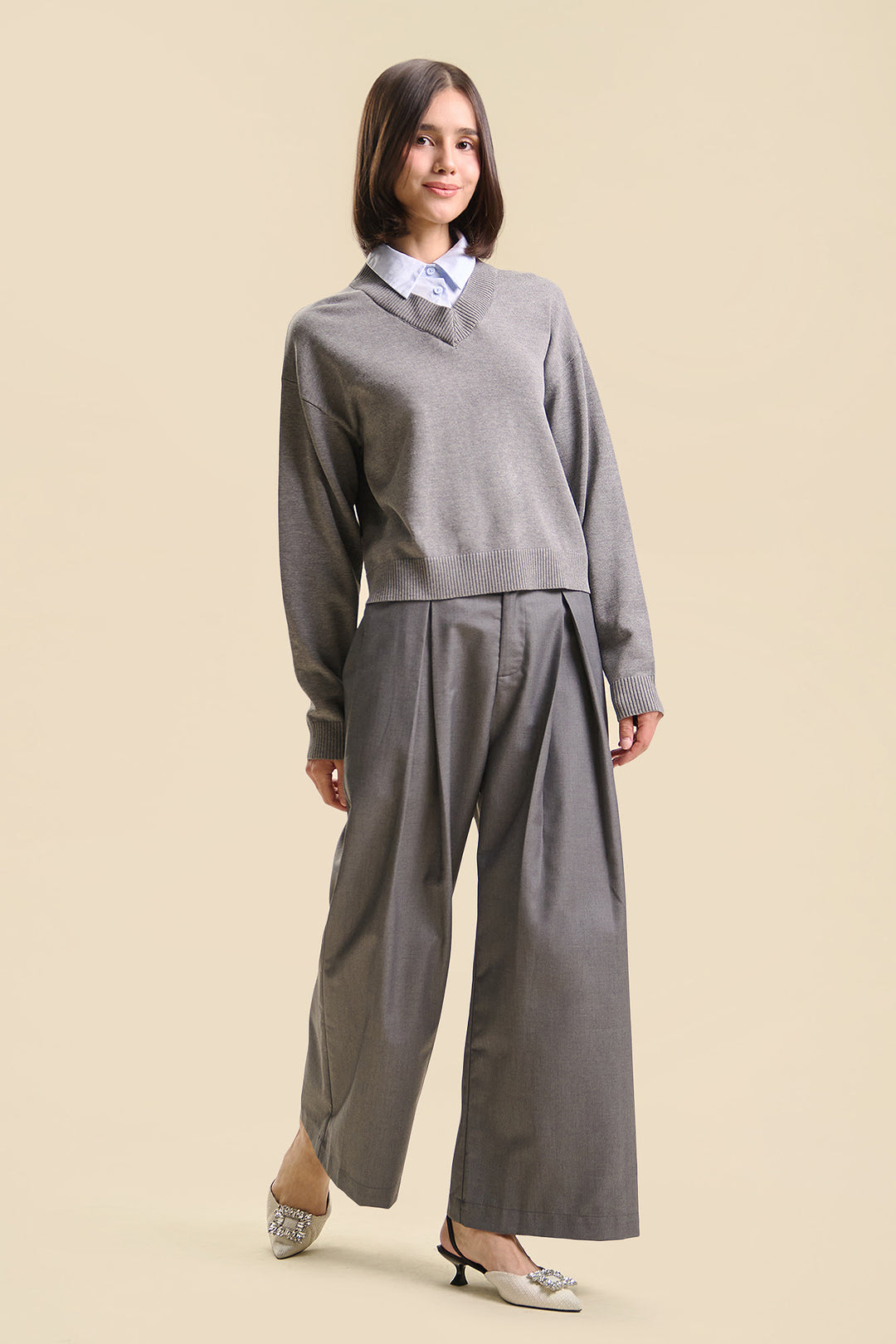 Dress Code Light Knit Two-Fer Pullover