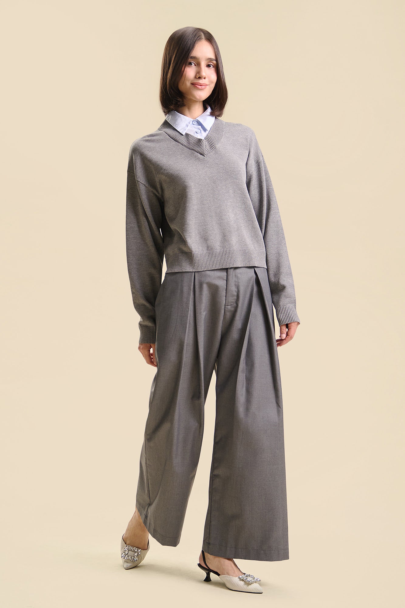 Dress Code Light Knit Two-Fer Pullover