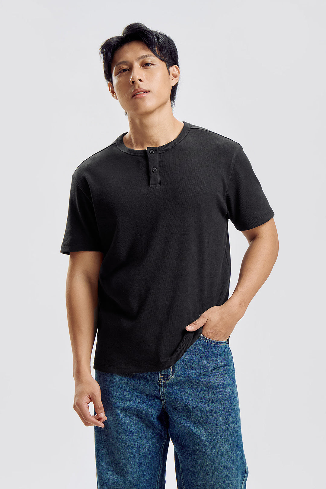 Ribbed Henley T-Shirt – PENSHOPPE