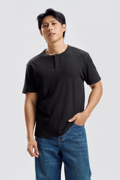 Ribbed Henley T-Shirt