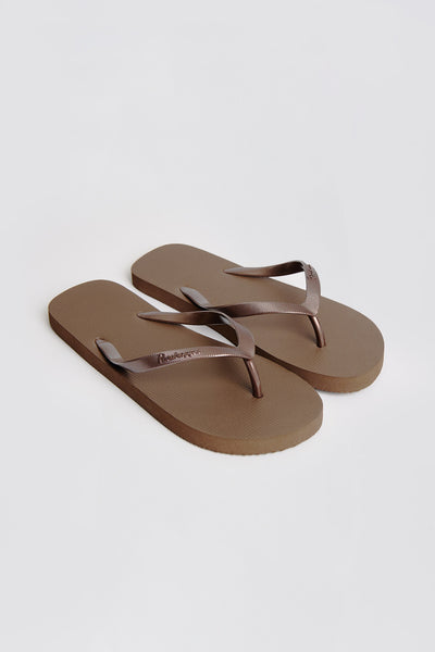 Women's Round Toe Flip Flops with Metallic Strap