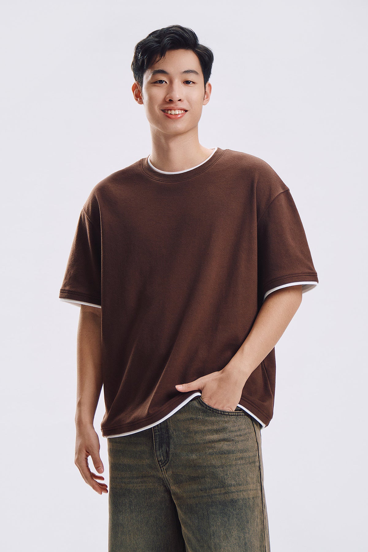 Col Pierrot  Basic T-sh ブラウン Relaxed T-Shirt – PENSHOPPE