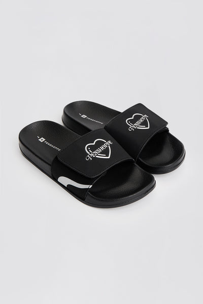Women's Embossed Print Adjustable Slides