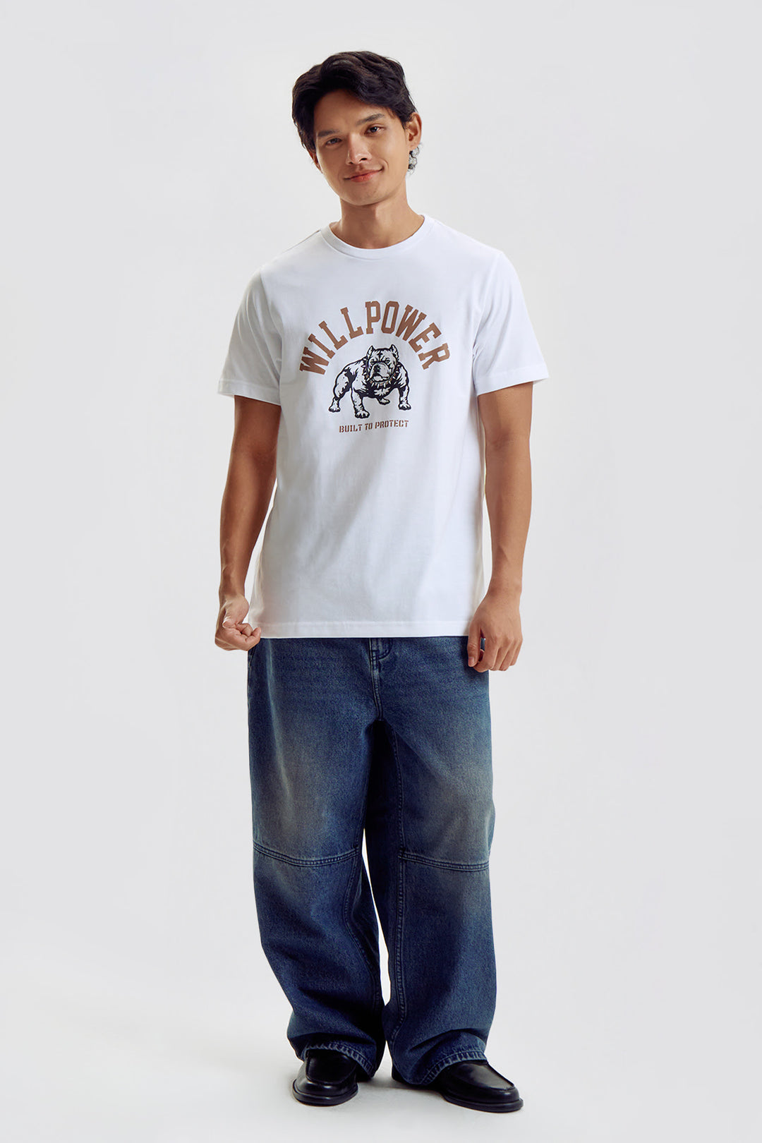 Baggy Fit 5-Pocket Jeans in Tinted Dark Indigo Wash