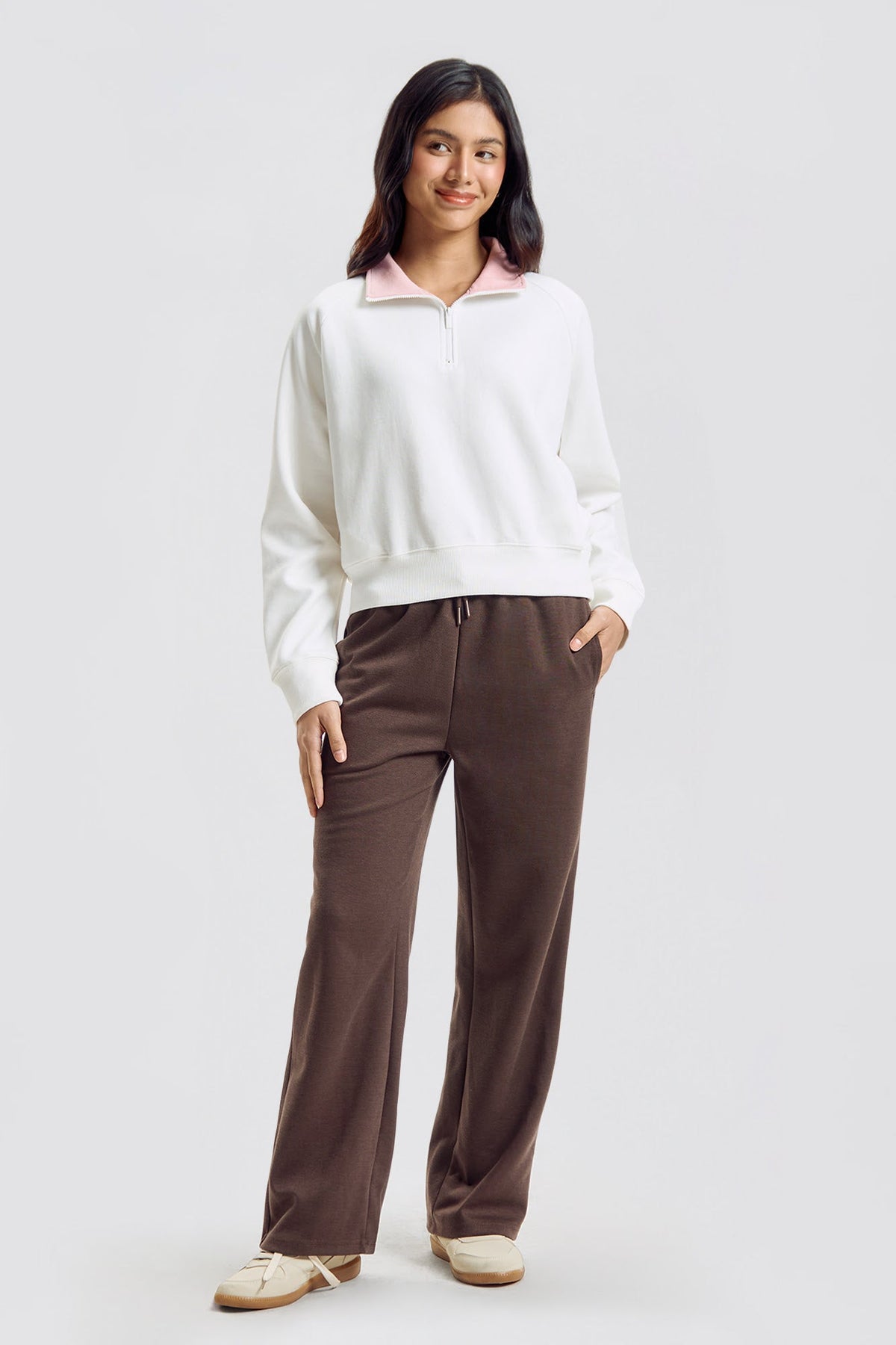 Essentials Loose Cropped Half-Zip Pullover