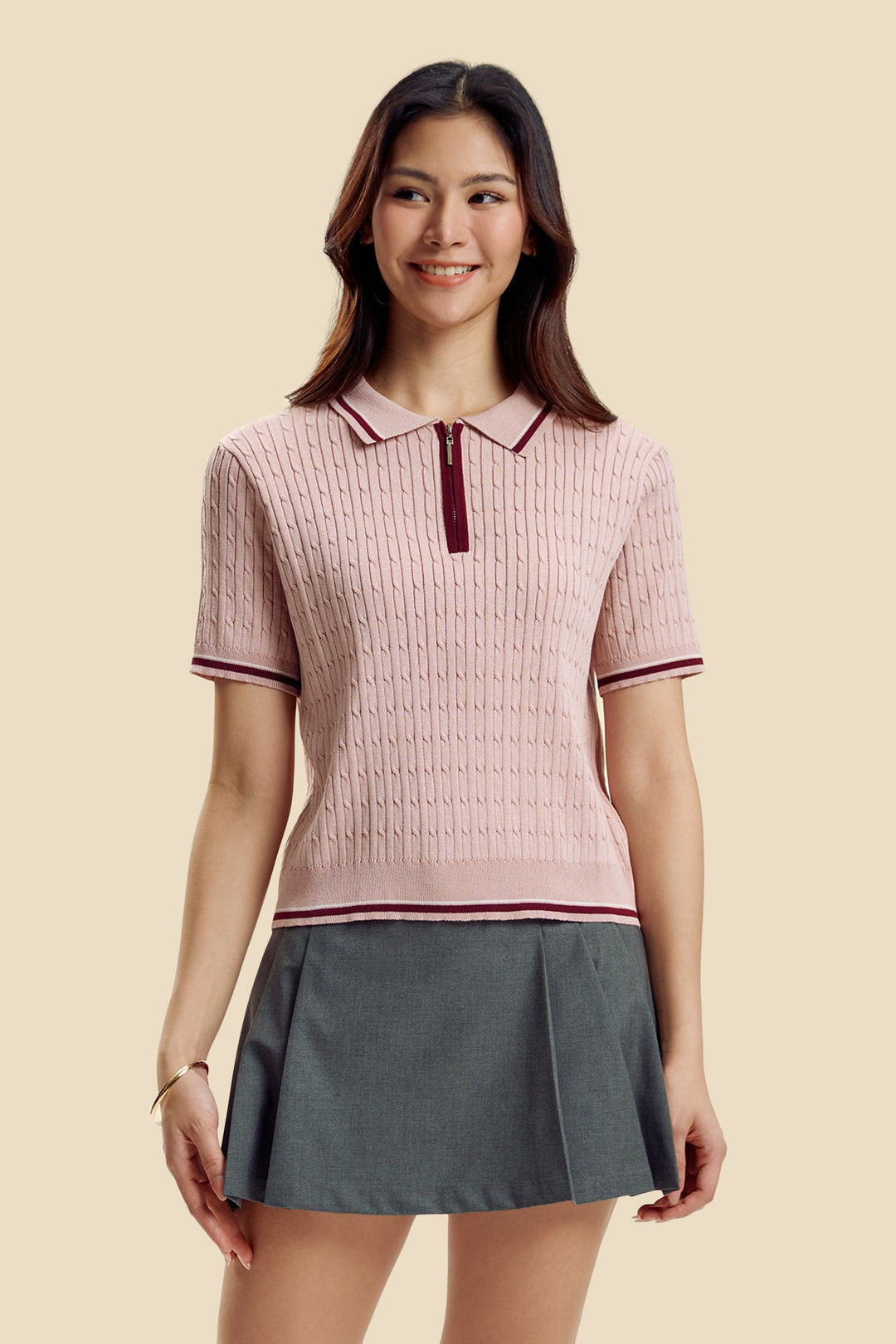 Dress Code Relaxed Cable Knit Polo