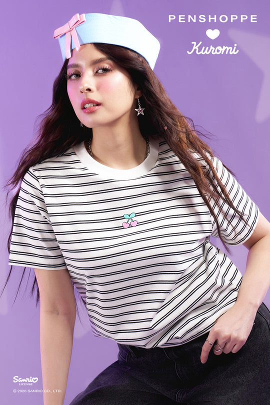 Penshoppe 💜 Kuromi Relaxed Striped T-Shirt