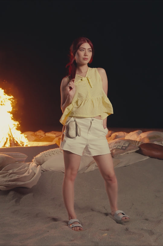 Denim Shorts with Frayed Hem