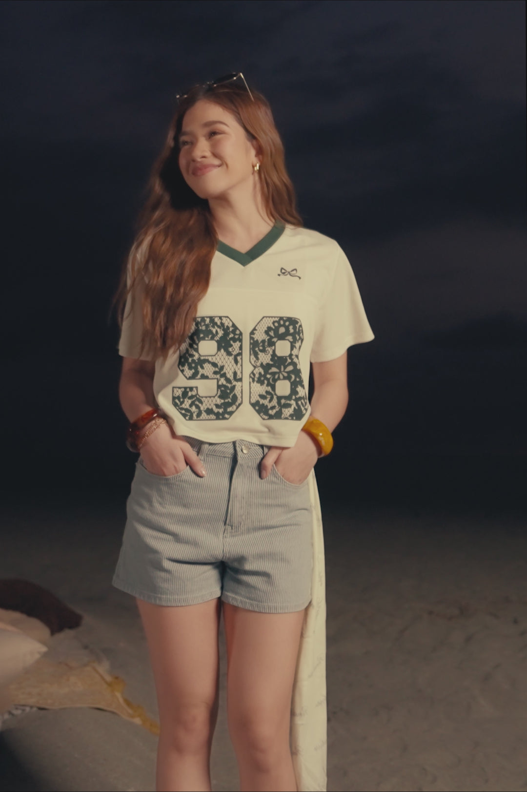 Striped Denim Shorts