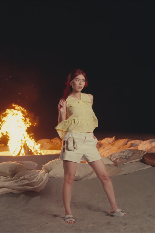 Sleeveless Gingham Peplum Top