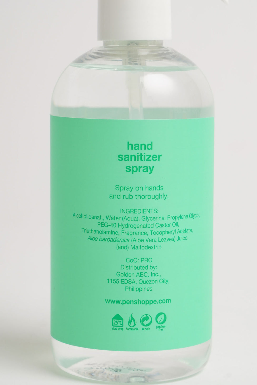 75% Alcohol Hand Sanitizer Spray Cool Green 300ml