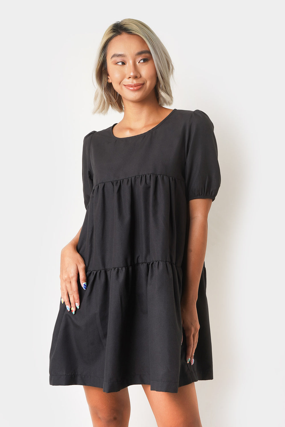 Puff Sleeve Tiered Casual Dress