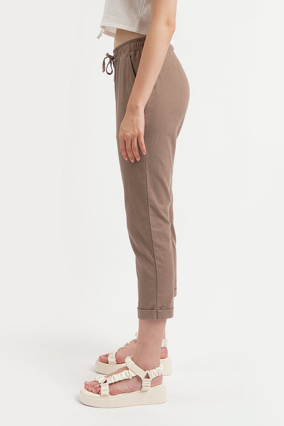 Basic Chic Fit Linen Pull On Trousers