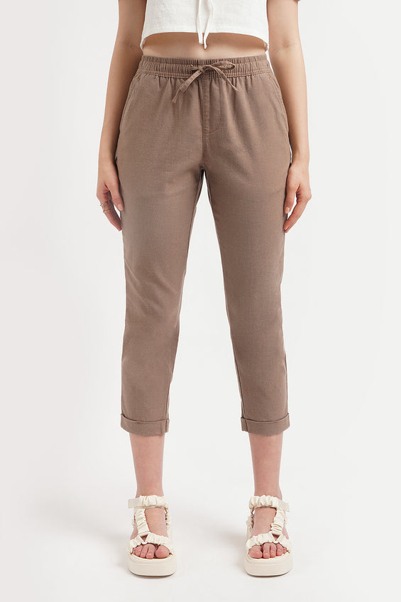 Basic Chic Fit Linen Pull On Trousers