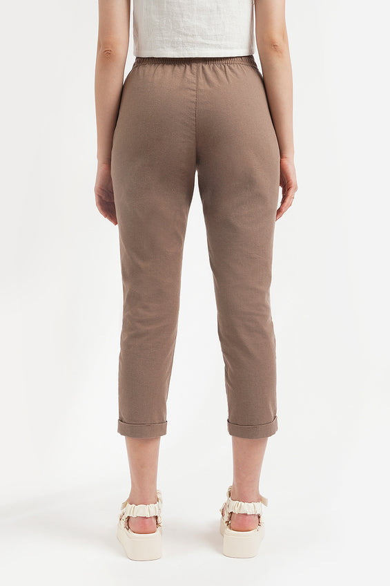 Basic Chic Fit Linen Pull On Trousers