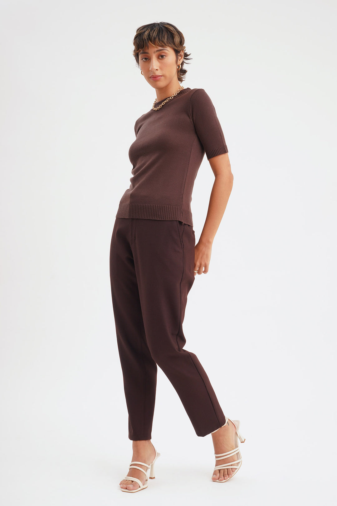 Dress Code Flat Knit Mock Neck Top