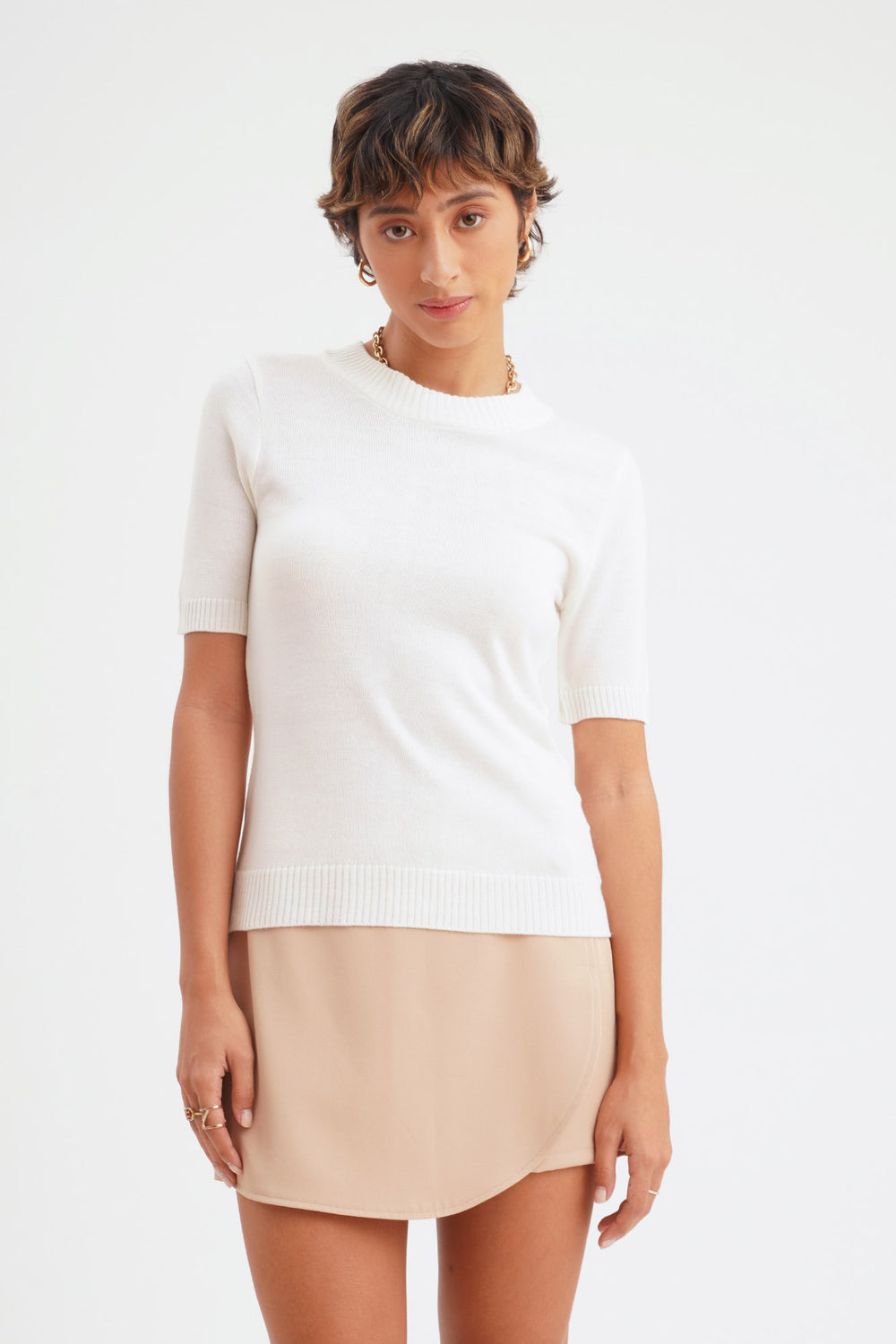 Dress Code Flat Knit Mock Neck Top