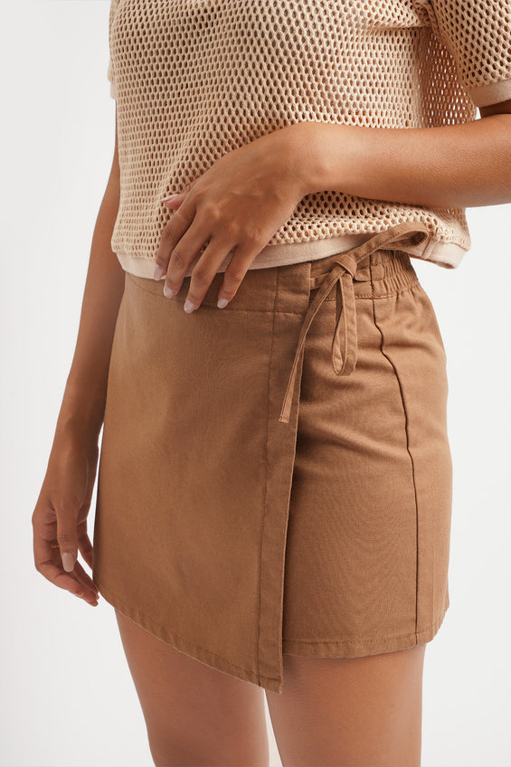 Linen Side Tie Skort