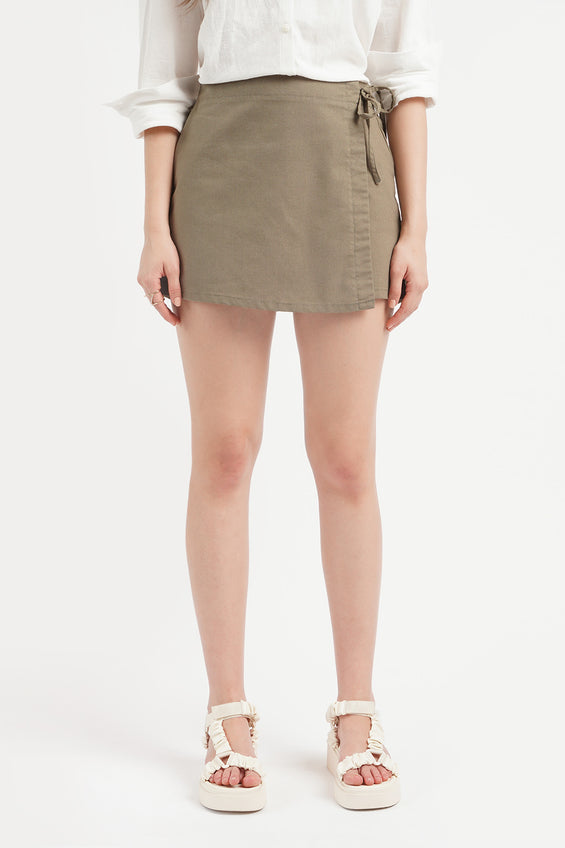 Linen Side Tie Skort