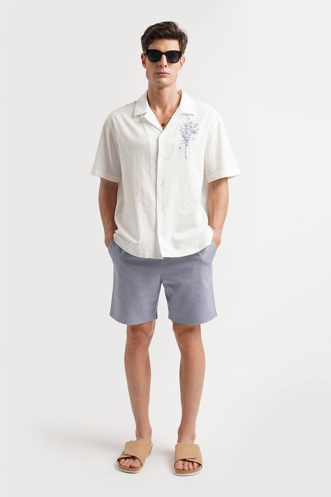Relaxed Fit Pull On Linen Shorts